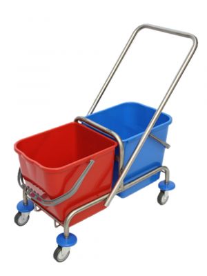 Rolemmer 2x17 liter RVS met duwbeugel, Excl. pers
