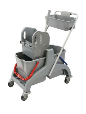 HYGYEN mop trolley 2x18L with down press wringer and tool basket