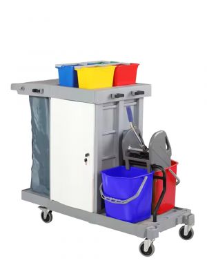 EVO - C4 wet system cleaning trolley with lockable cabinet