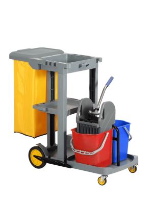 Open cleaning trolley with mop station