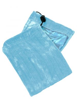 Blue microfiber cleaning mitts with lining and drawstring 10pcs