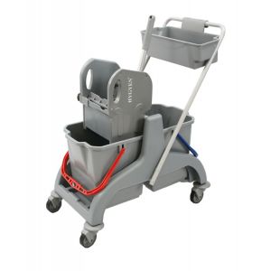 HYGYEN mop trolley 2x18L with down press wringer and tool basket