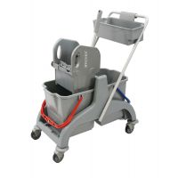 HYGYEN mop trolley 2x18L with down press wringer and tool basket