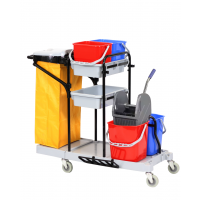 Open cleaning cart with mop station