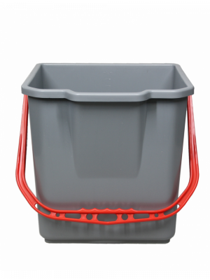 Bucket 25L grey with red handle