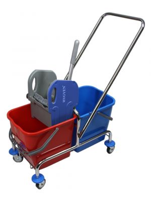 Chrome double mop trolley 2x25 liters