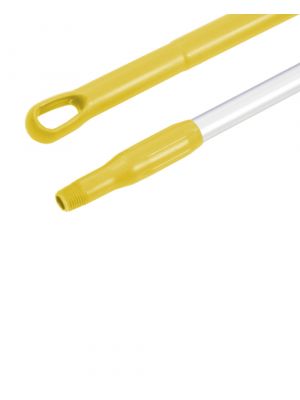 Hygienic aluminium handle with ergonomic yellow sleeve
