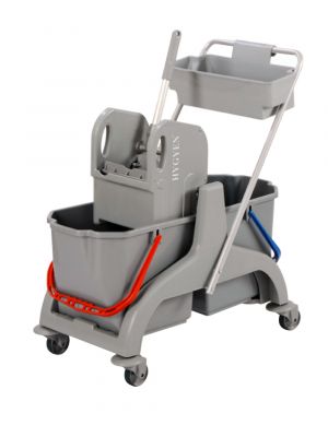 ECO mix plastics mop trolley with two buckets and down press wringer